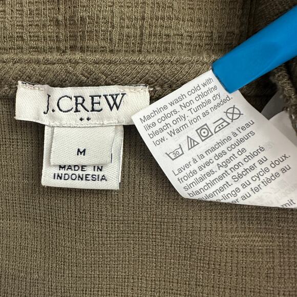 J Crew Textured VNeck Top Medium Green Cropped Boxy Front Tie Preppy Beachy - Picture 8 of 9